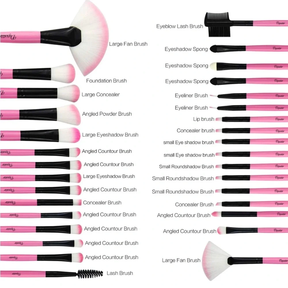 32 pc Pink Makeup Brush Set - Picture 2 of 6